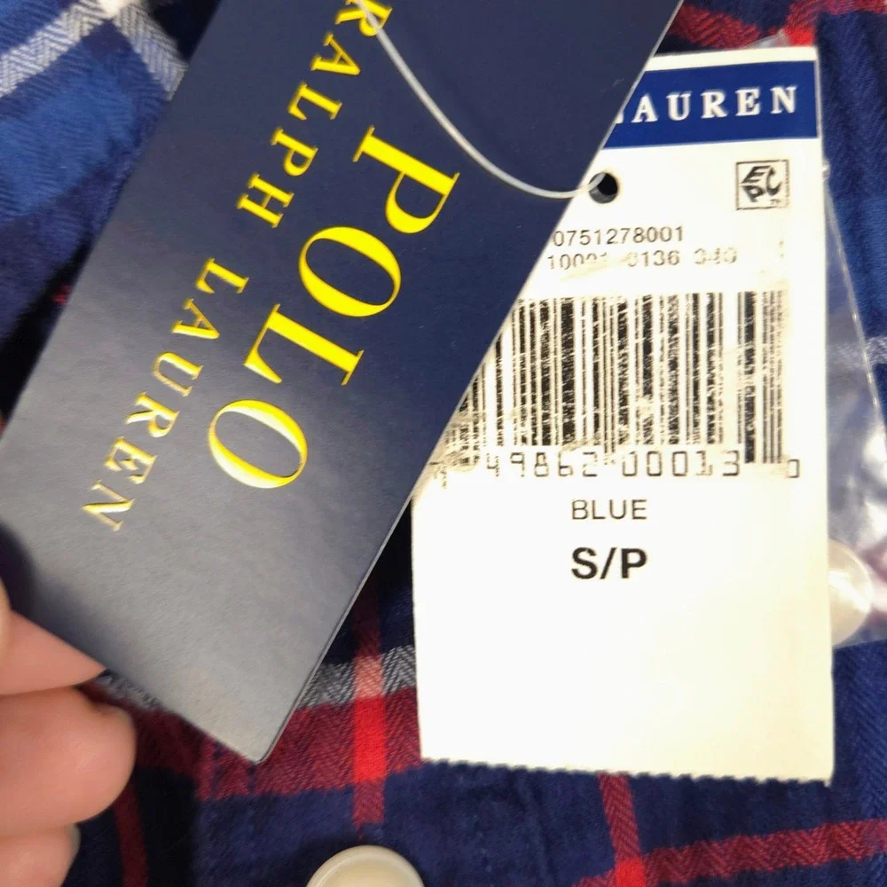 Polo Ralph Lauren Mens Small Blue Red Plaid‎ Short Sleeve Button Up Shirt NWT